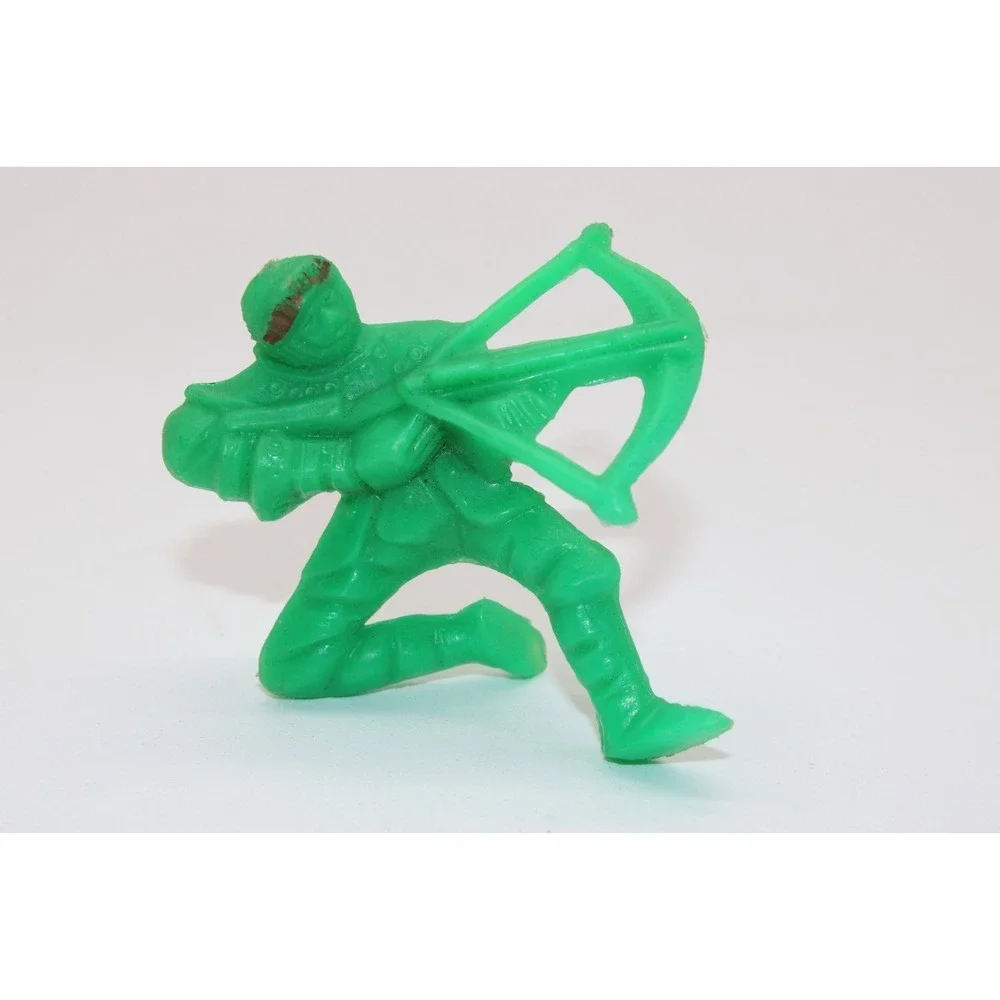 Vintage TIM MEE Green Kneeling Native American Warrior‎ with Bow - 2